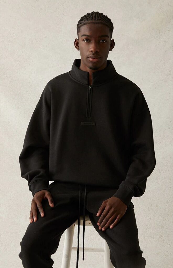 Fear of God Essentials Half Zip Sweater “Black”