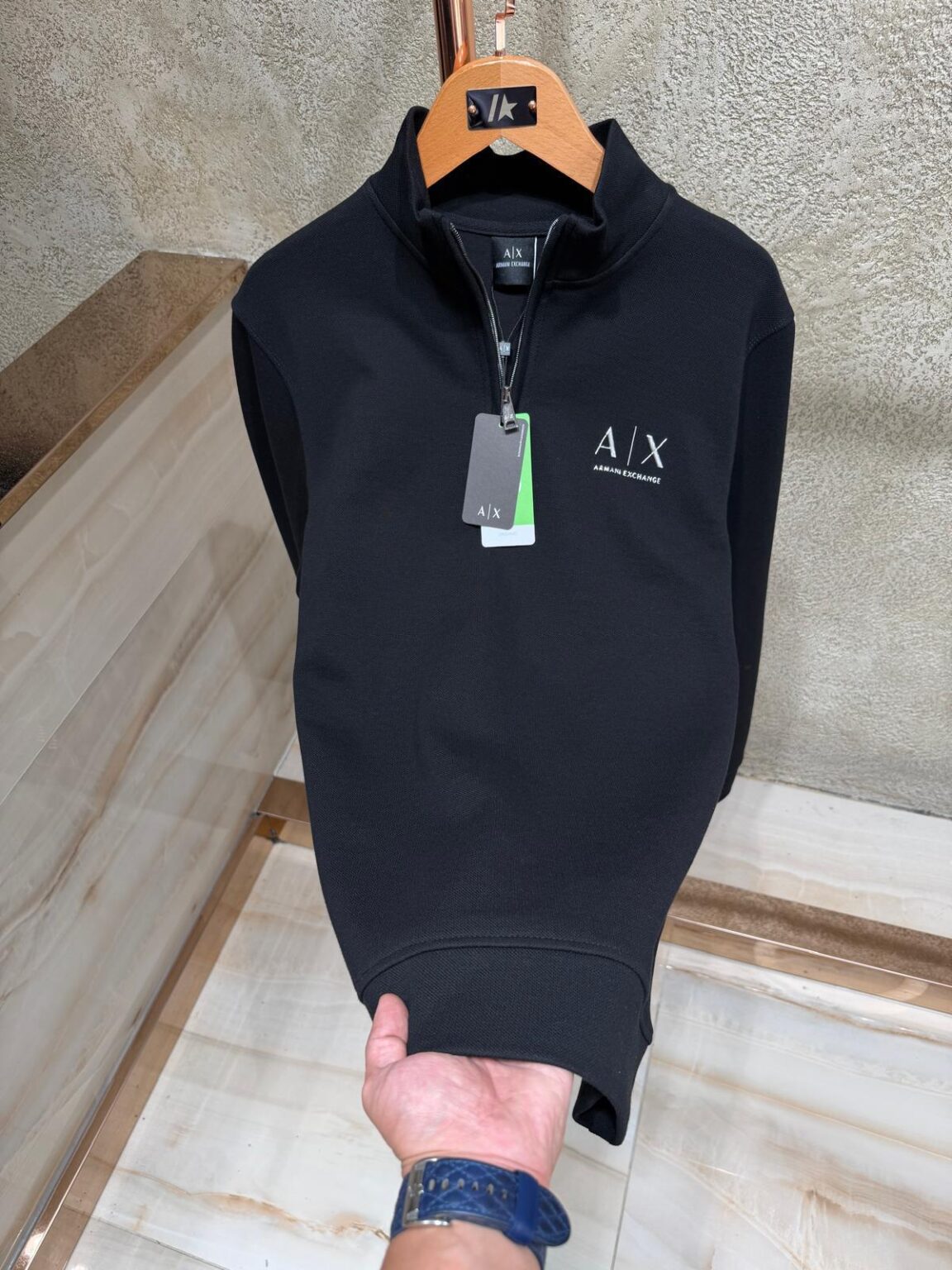 Armani Exchange Half-Zip Majica Dugi Rukav