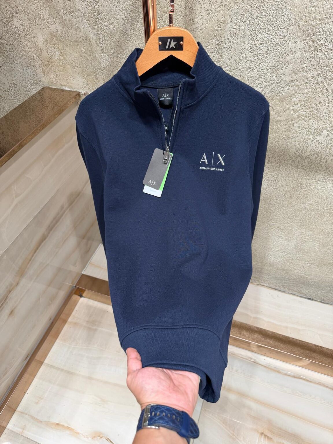 Armani Exchange Half-Zip Majica Dugi Rukav