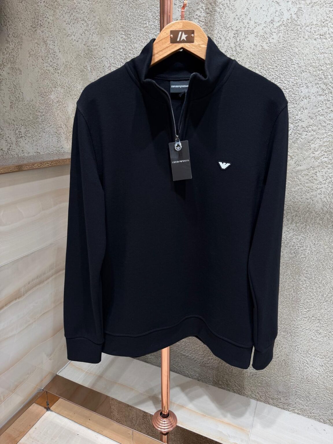 Emporio Armani Half-Zip Majica Dugi Rukav “Black”