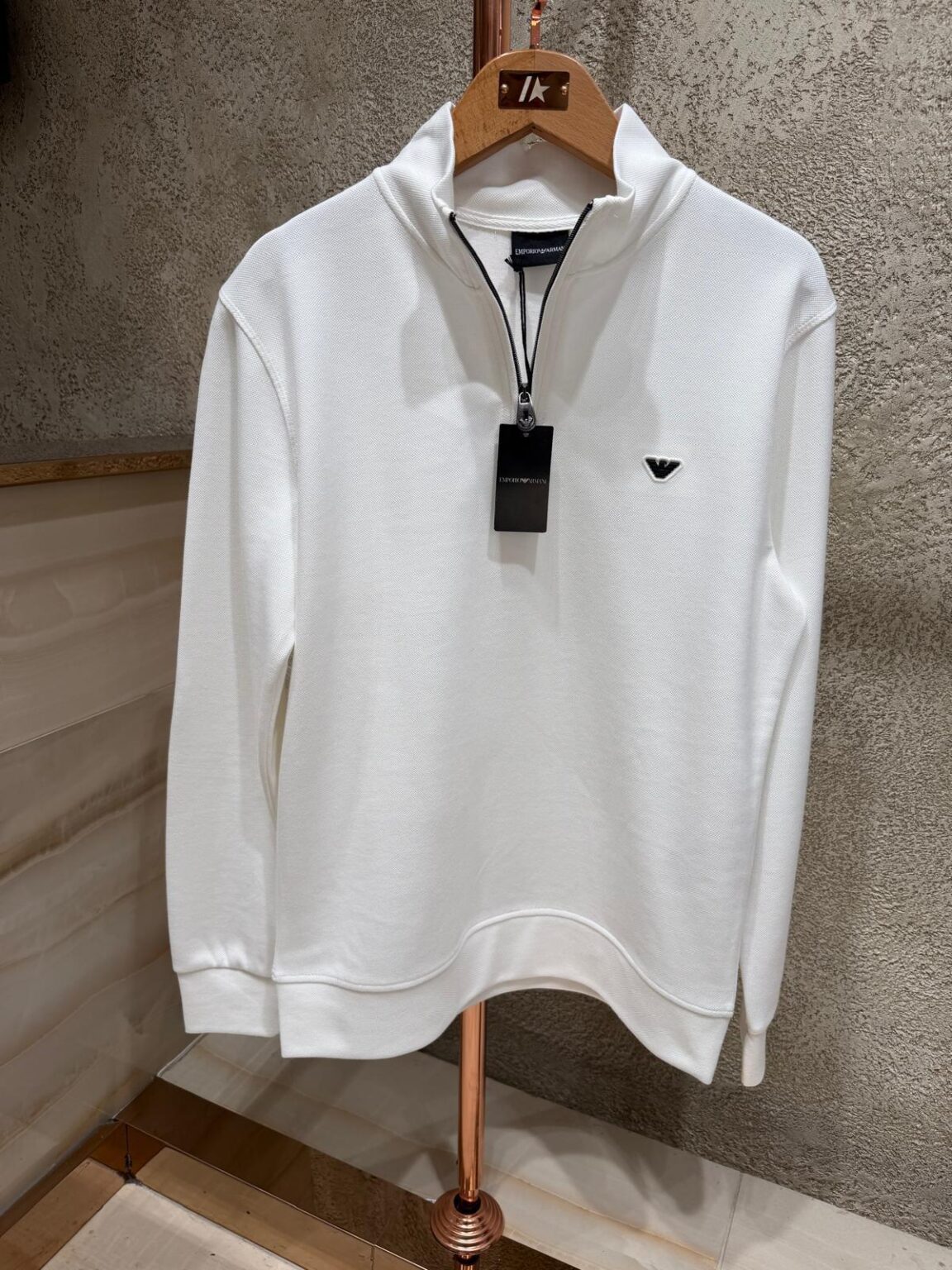 Emporio Armani Half-Zip Majica Dugi Rukav “White”